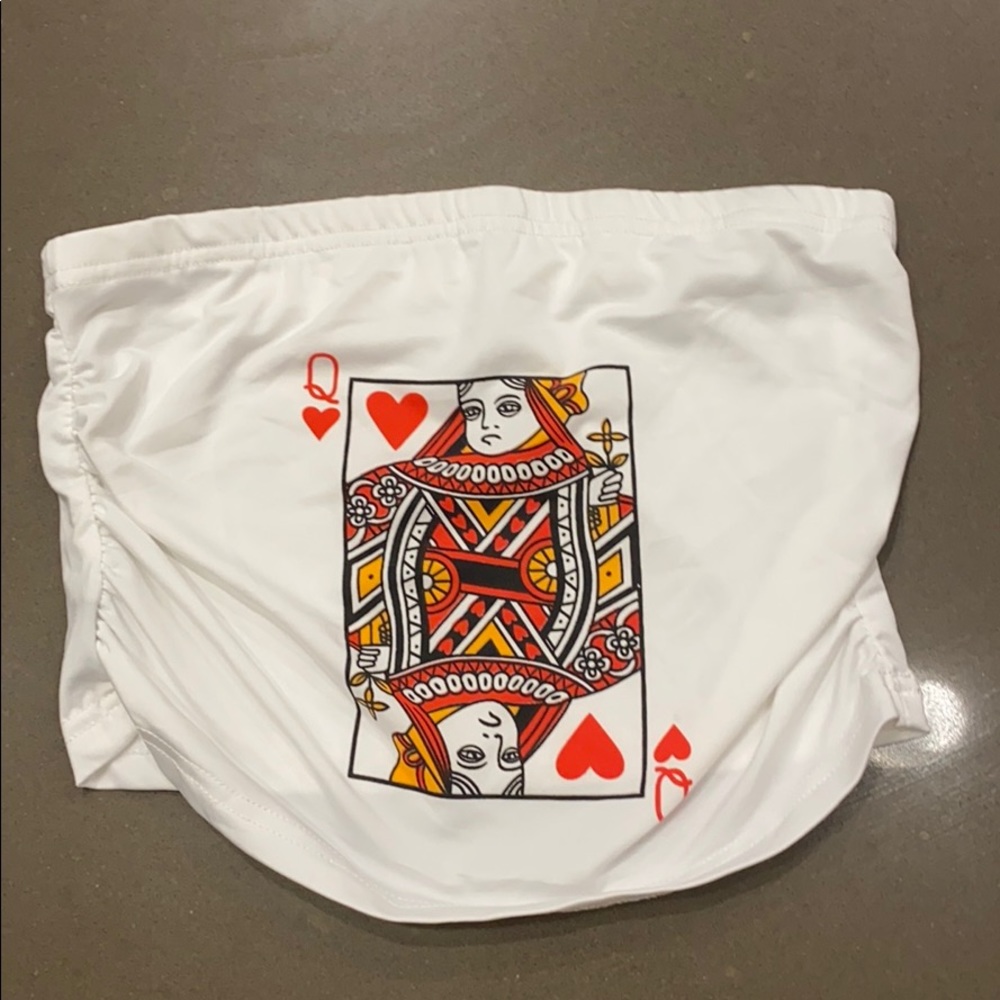 Queen of Hearts white tube top